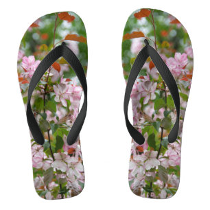 Delicate branch with flowers apple tree flip flops