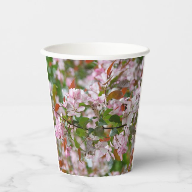 Delicate branch with flowers apple tree paper cups (Front)
