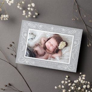 Delicate Branches Birth Announcement Dove