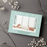 Delicate Branches Birth Announcement | Mint<br><div class="desc">An intricate botanical border in soft pastel mint green and white frames your favorite horizontal newborn photo in this beautiful birth announcement for brand new baby girls. Personalize with your new arrival's name, birth stats and your names beneath the photo. Add a second photo to the back if desired, or...</div>