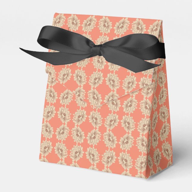 Delicate Brown Fall Flower Pattern Favor Box (Front Side)