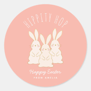 Delicate Bunnies Personalized Easter Classic Round Sticker