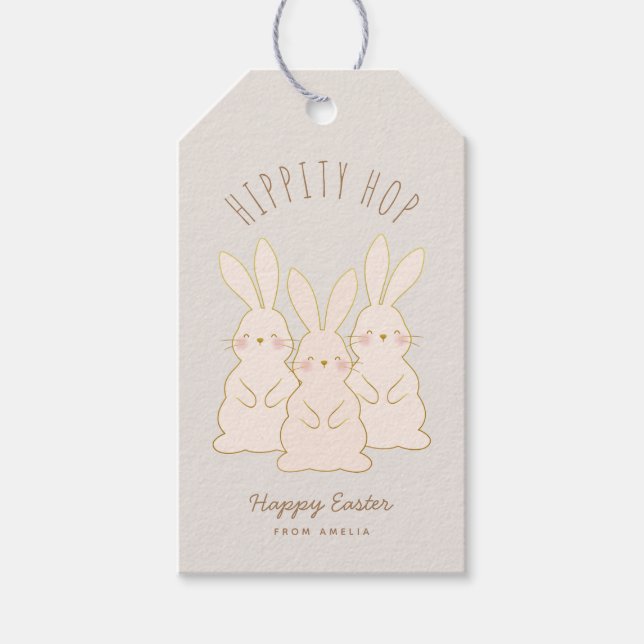 Delicate Bunnies Personalized Easter Gift Tag (Front)