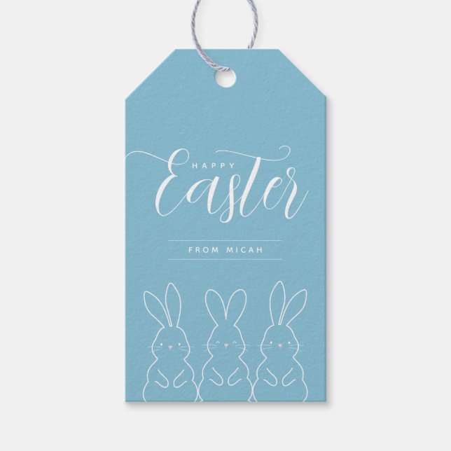 Delicate Bunnies Personalized Easter Gift Tag (Front)