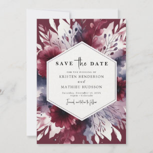 Delicate Burgundy Wedding Save The Date