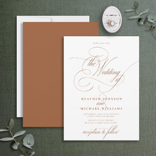 Delicate Burnt Orange Modern Calligraphy Classic Invitation