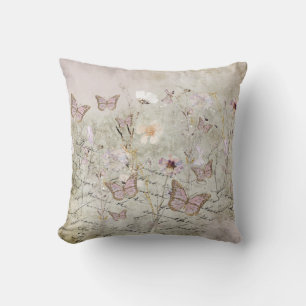 delicate butterflies and flowers throw pillow