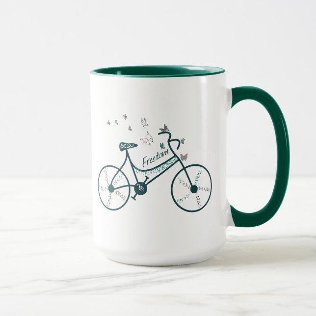 Delicate Butterflies Flowers and Freedom Bike fan Mug (Right)