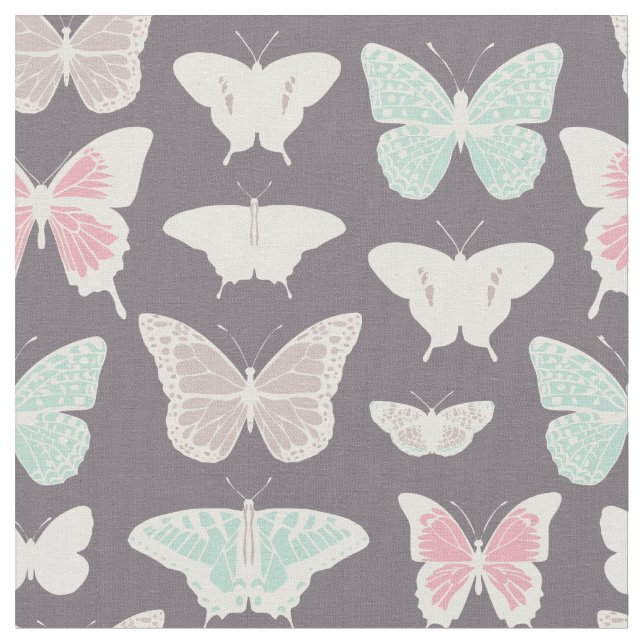 Delicate Butterflies Pattern Fabric (Close Up)
