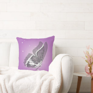 Delicate Butterfly In Lilac Square Throw Pillow