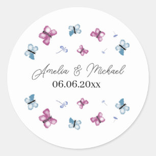 Delicate Butterfly Save the Date Classic Round Sticker