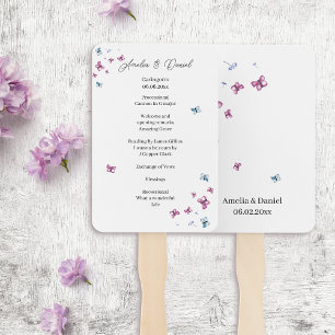 Delicate Butterfly Wedding Ceremony Program Hand Fan