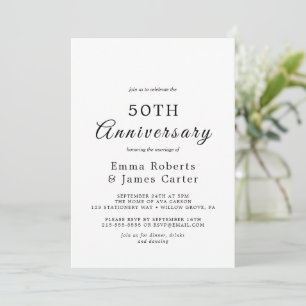Delicate Calligraphy 50th Wedding Anniversary  Invitation