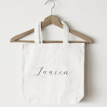 Delicate Calligraphy Bridesmaid Name Tote Bag<br><div class="desc">Custom-designed wedding and bridal shower tote bag featuring personalized name in modern delicate calligraphy.</div>