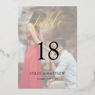 Delicate Calligraphy - Custom Photo Table Number