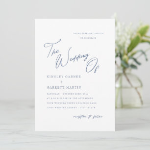 Delicate Calligraphy Dusty Blue Wedding Invitation
