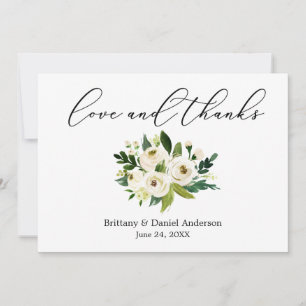 Delicate Calligraphy Love Thanks Green Floral Thank You Card