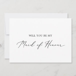 Delicate Calligraphy Maid of Honour Proposal Card