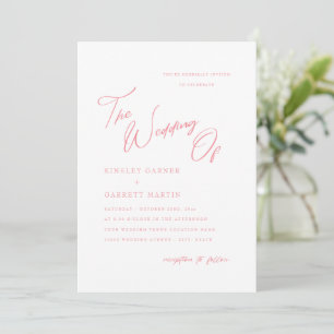 Delicate Calligraphy Peach Pink Wedding Invitation