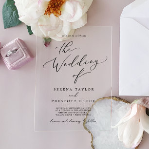 Delicate Calligraphy Simple Modern Classic Wedding Acrylic Invitations