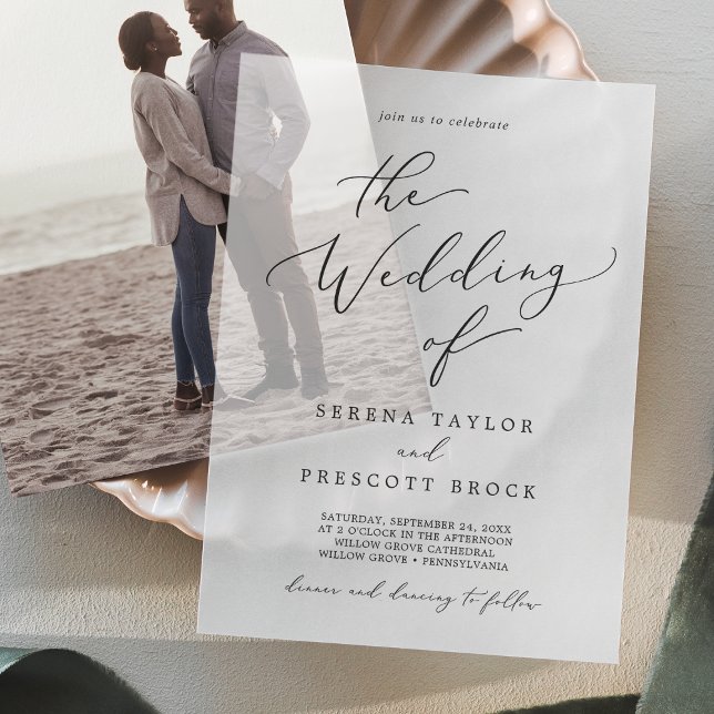 Delicate Calligraphy Simple Modern Classic Wedding Vellum Invitations (Delicate Calligraphy Simple Modern Classic Wedding Vellum Invitations)