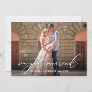 Delicate Calligraphy We Got Married Wedding Card