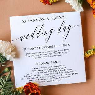 Delicate Calligraphy Wedding Day Program