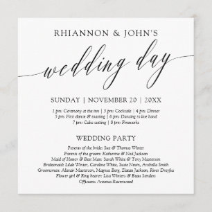 Delicate Calligraphy Wedding Day Program