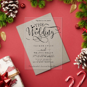 Delicate Calligraphy White Acrylic Wedding Invite Invitations