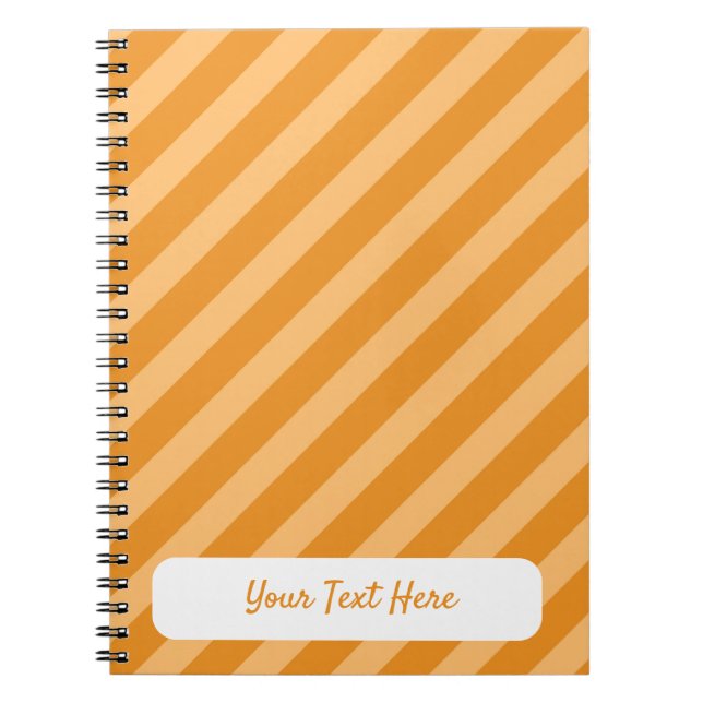 Delicate Carrot Orange diagonal stripes pattern Notebook (Front)