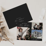 Delicate Charcoal Decking New Halls New Home Holid Holiday Card<br><div class="desc">This delicate charcoal decking new halls new home holiday card is the perfect modern holiday greeting and to announce your new address. The romantic minimalist design features lovely and elegant typography on a dark grey background with a clean and simple look. Personalize the card with 3 photos, your family name...</div>