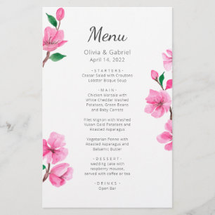 Delicate Cherry Blossom. Spring wedding menu