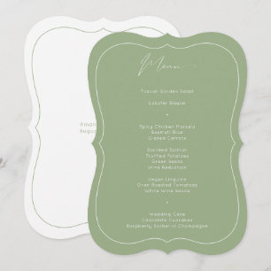 Delicate Classic Sage Green Calligraphy Wedding Menu