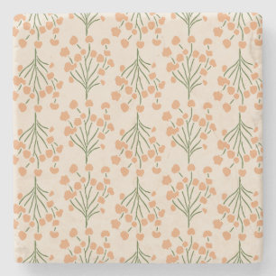 Delicate Climbing Leaves   Absorbent Muted Apricot Stone Coaster