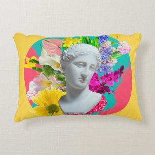 Delicate. Collage with plaster head statue isolate Accent Pillow