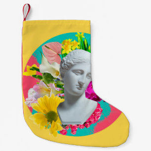 Delicate. Collage with plaster head statue isolate Small Christmas Stocking