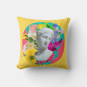 Delicate. Collage with plaster head statue isolate Throw Pillow