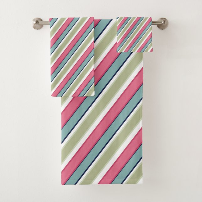Delicate colour stripes bath towel set (Insitu)