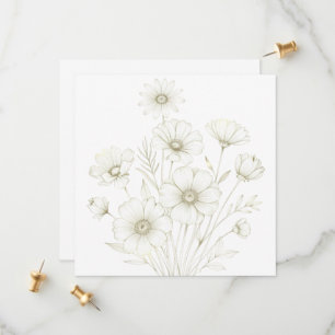 Delicate Cosmos Bouquet Line Art Grace Save The Date