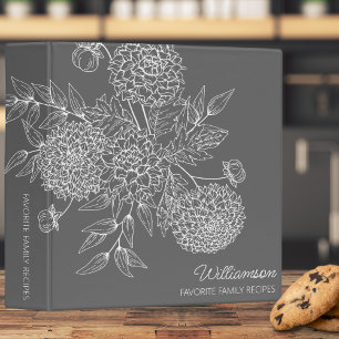 Delicate Country Flower Line Illustration Recipe  Binder