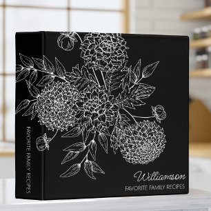 Delicate Country Flower Line Illustration Recipe  Binder