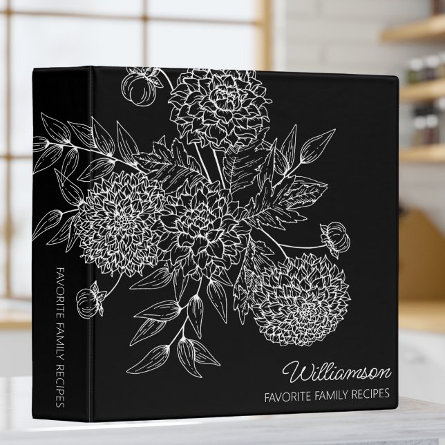 Delicate Country Flower Line Illustration Recipe  Binder (Creator Uploaded)