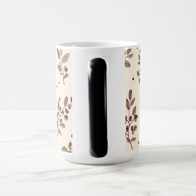 Delicate Cream Botanical Foliage Pattern Magic Mug (Handle)