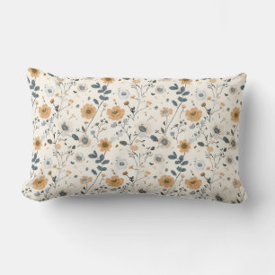 Delicate Cream Florals Lumbar Pillow