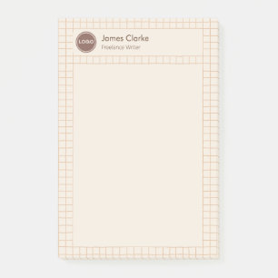 Delicate Creamy Brown Chequered Pattern with Logo Post-it Notes