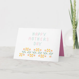 Delicate Cross Stitch Mother's Day Card