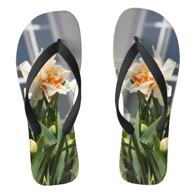 Delicate cute daffodils spring     flip flops (Footbed)