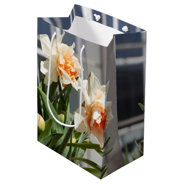 Delicate cute daffodils spring  medium gift bag (Front Angled)