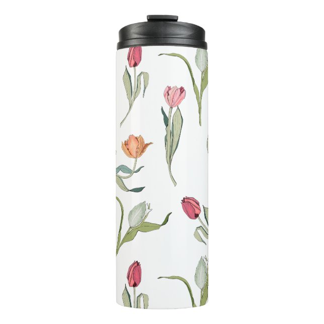 Delicate Cute Flowers Tulips Thermal Tumbler (Front)