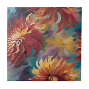 Delicate Dahlias Flowers Tile